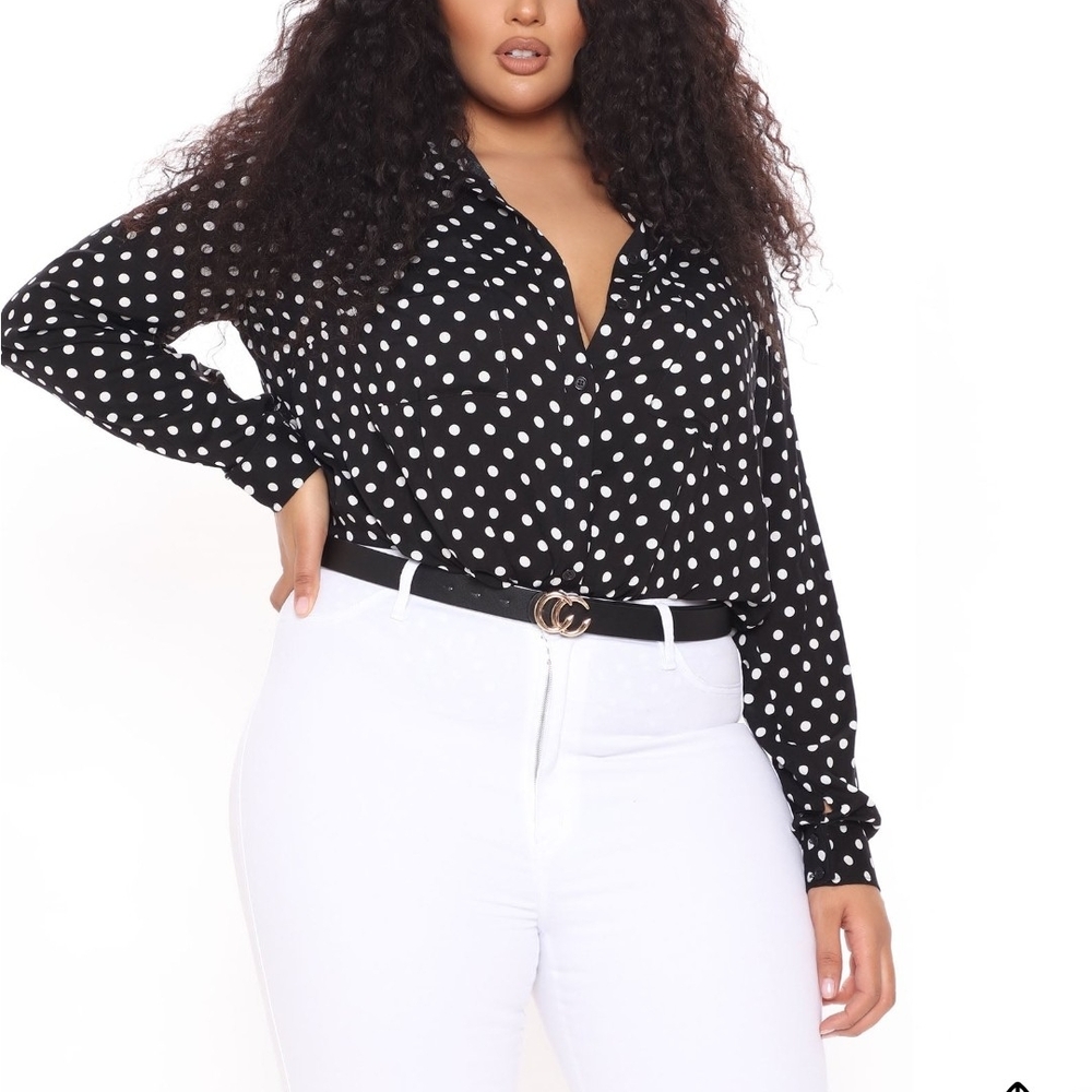 Polka Dot Blouse - Black and White